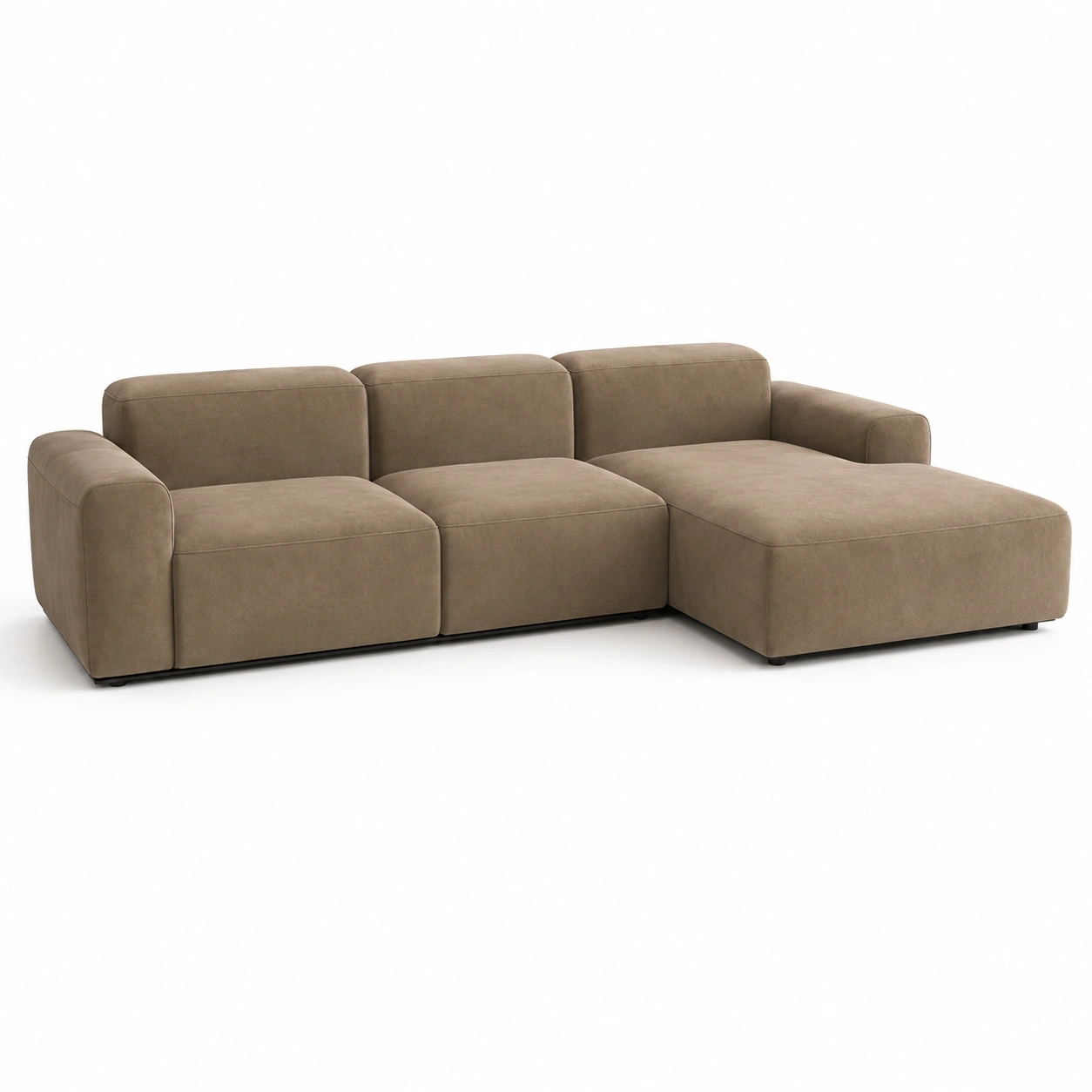 Modernes Ecksofa Wildlederoptik-Hellbraun-LuxeSelvia